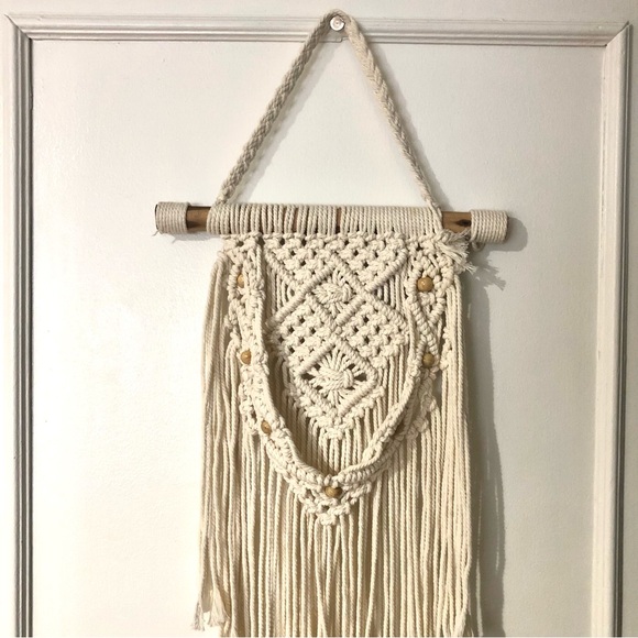 Macrame Wooden Dowel Wall Hanging. 27” long. - Picture 2 of 5